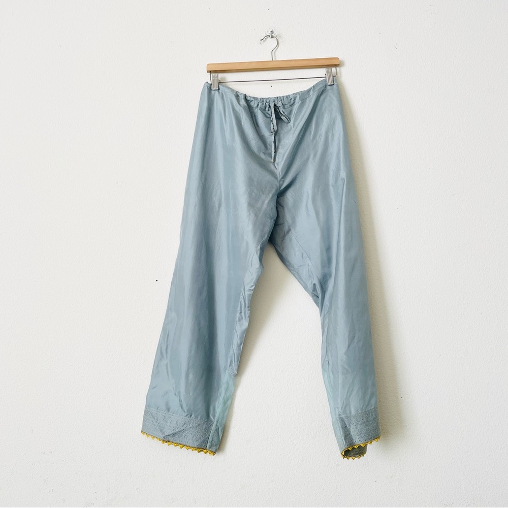 Pero SIZE 36 blue 100% silk cropped pocketed oversized pants